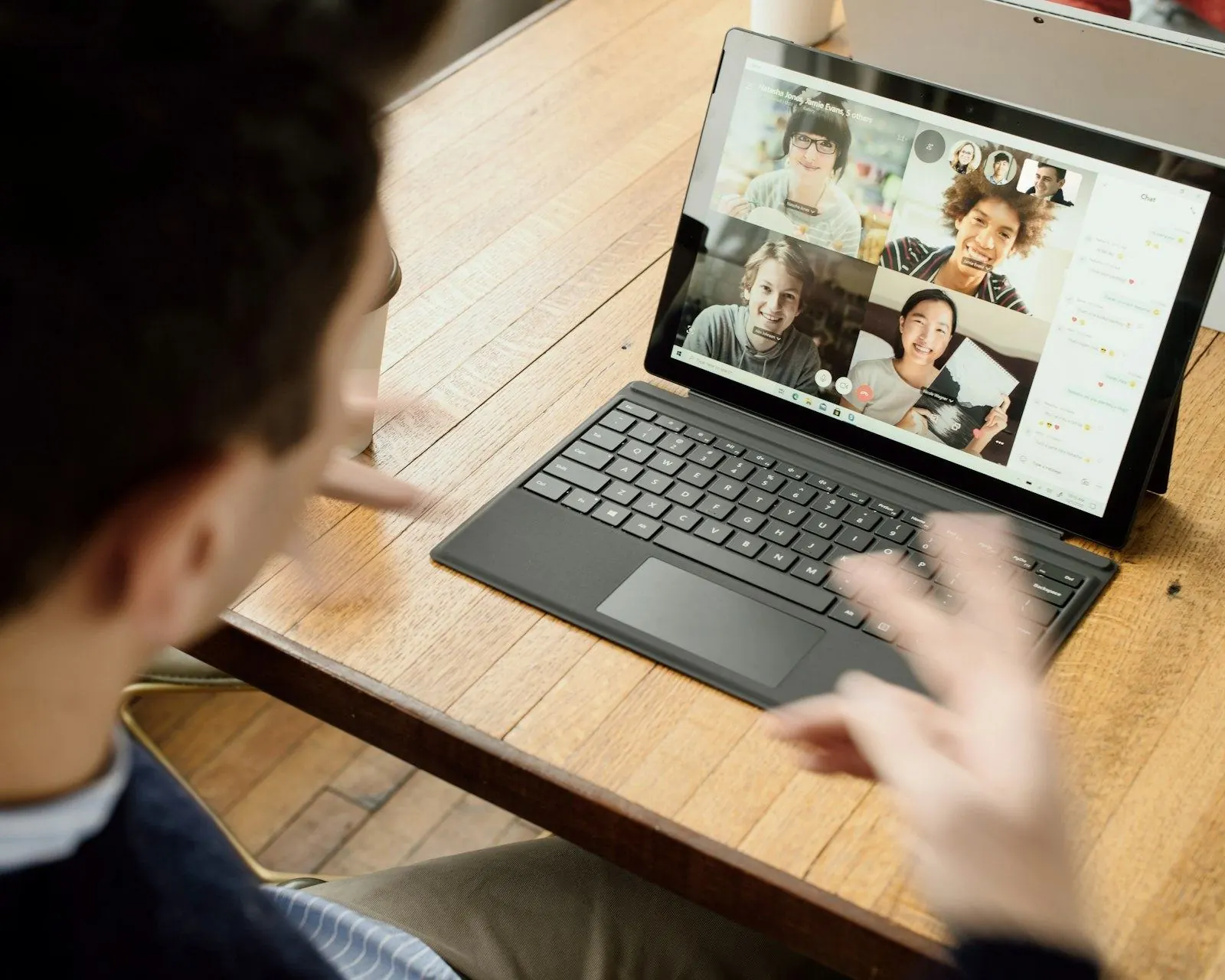 Video call on a laptop to plan the move remotely